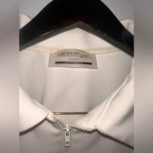 Lanston‎ Sport Cuff Sleeve Polo Shirt Half Zip in Ivory Sz L - Picture 5 of 6